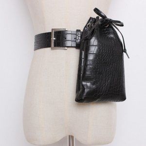 2pc Alligator PU Leather Waist Bag